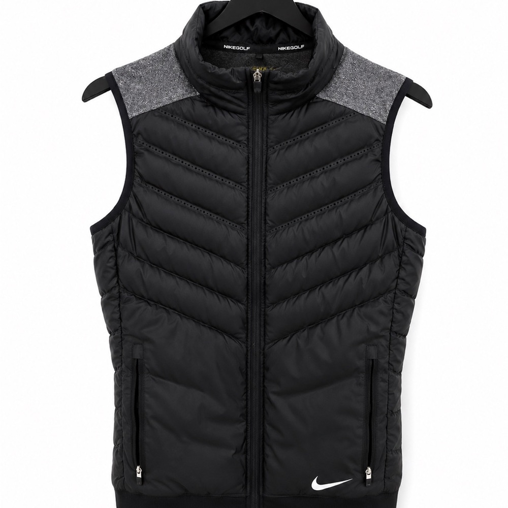 Nike Black Quilted Vest with Gray Shoulder Panels